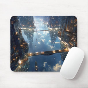 Schwebende Metropole am Himmel Mousepad