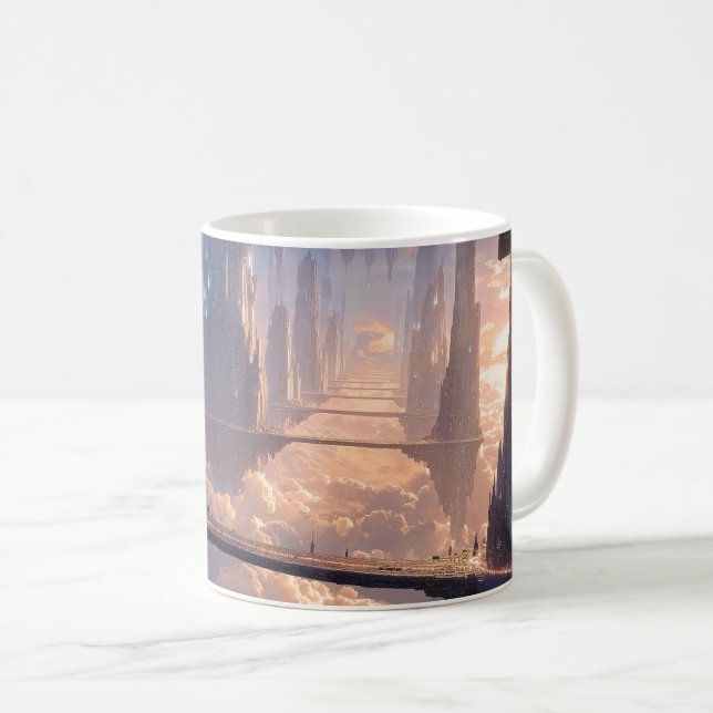 Schwebende Metropole in den Wolken Kaffeetasse (VorderseiteRechts)