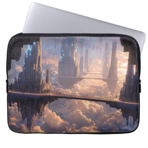 Schwebende Metropole in den Wolken Laptopschutzhülle