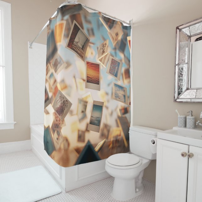 Schwebende Polaroid-Erinnerungen Duschvorhang (Beispiel)