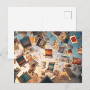 Schwebende Polaroid-Erinnerungen Postkarte