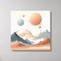 Schwebende surrealistische Berge mit leuchtenden S