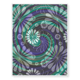 Schwebende weiße Blume über grünem und Lila Swirl