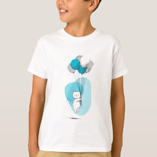 Schwebende weiße Kätzchen-Ballons Kinder T-Shirt