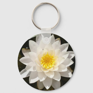Schwebende Weiße Wasserlilie Lotus Schlüsselanhänger