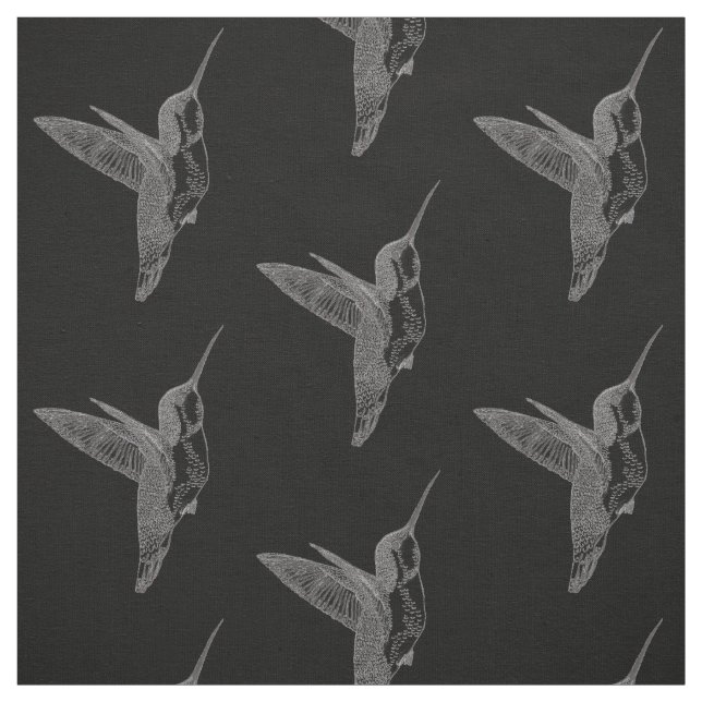Schwebender Kolibri-Schwarz-Druck Stoff (Muster)