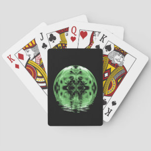 Schwebender Mond Grün und Schwarz Spielkarten