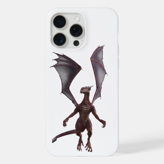 Schwebender roter Drache iPhone 15 Pro Max Hülle (Rückseite)