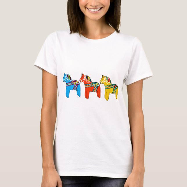 Schwede Dala Pferde T-Shirt (Vorderseite)