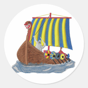 Schwede-Viking-Schiff Runder Aufkleber