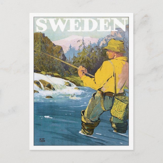 Schweden Angeln Postkarte (Vorderseite)