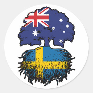 Schweden Australien Tree Roots Runder Aufkleber