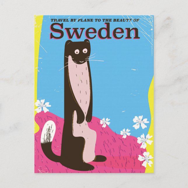 Schweden Cartoon Vintage Reiseplakat Postkarte (Vorderseite)