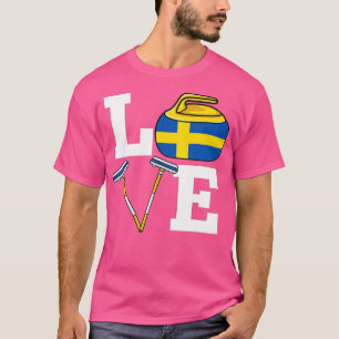 Schweden Curling Broom Winter Eissport Schwedische T-Shirt