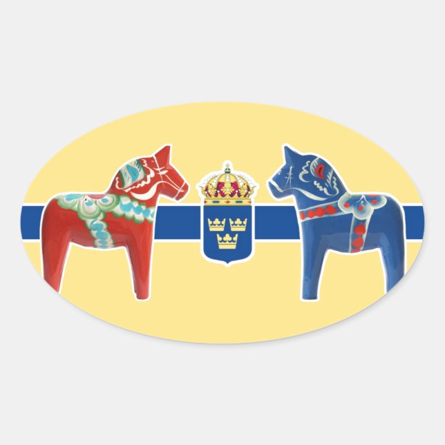Schweden Dala Coat Ovaler Aufkleber (Vorderseite)