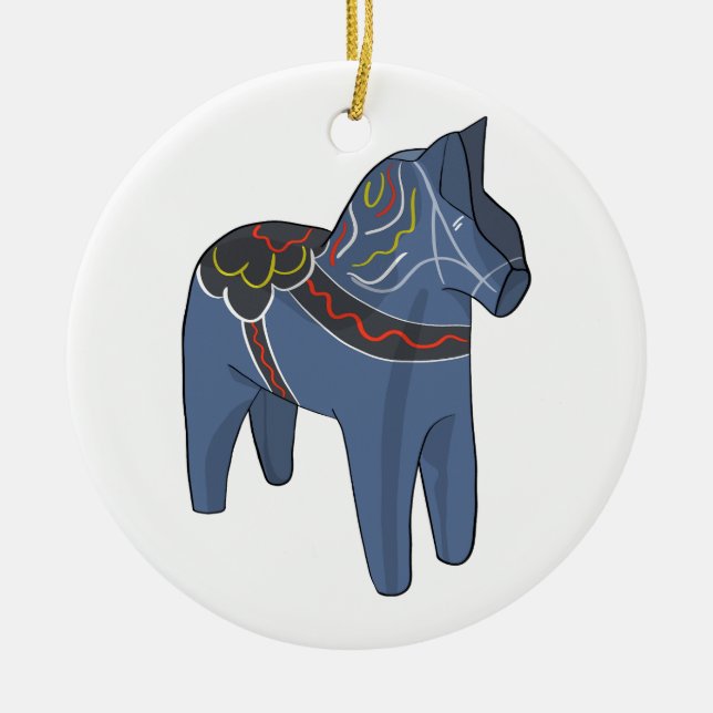 Schweden Dala Horse Dalecarlian Schwedisch Keramik Ornament (Vorne)