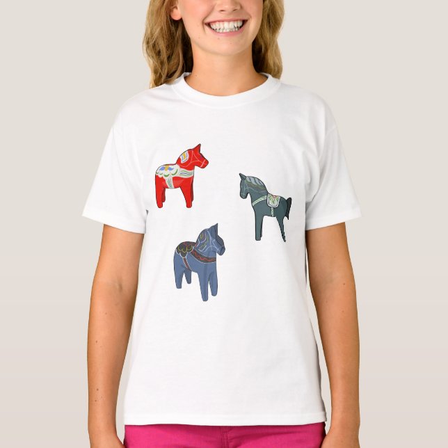 Schweden Dala Horse Dalecarlian Schwedisch T-Shirt (Vorderseite)