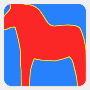 Schweden Dala Horse Quadratischer Aufkleber