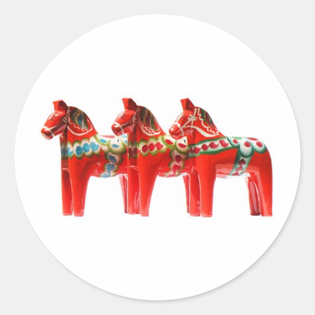 Schweden Dala Horse Runder Aufkleber (Vorderseite)