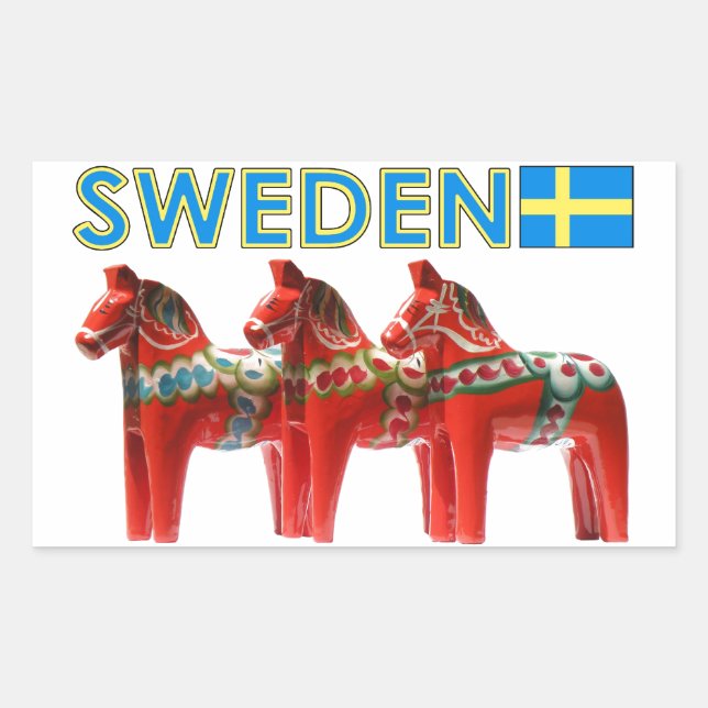Schweden Dala Pferde Rechteckiger Aufkleber (Vorderseite)
