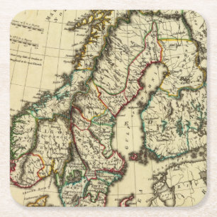 Schweden, Dänemark, Norwegen mit den Grenzen Rechteckiger Pappuntersetzer