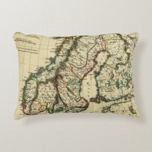 Schweden, Dänemark, Norwegen mit den Grenzen Zierkissen