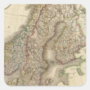 Schweden, Dänemark und Norwegen Quadratischer Aufkleber