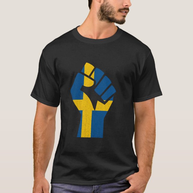 Schweden DNA Molecule Tree Schwedische Flagge Schw T-Shirt (Vorderseite)