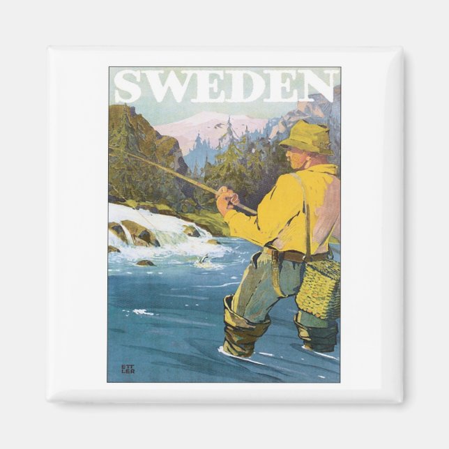 Schweden Fischerei Magnet (Vorne)