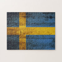 Schweden-Flagge auf altem hölzernem Korn