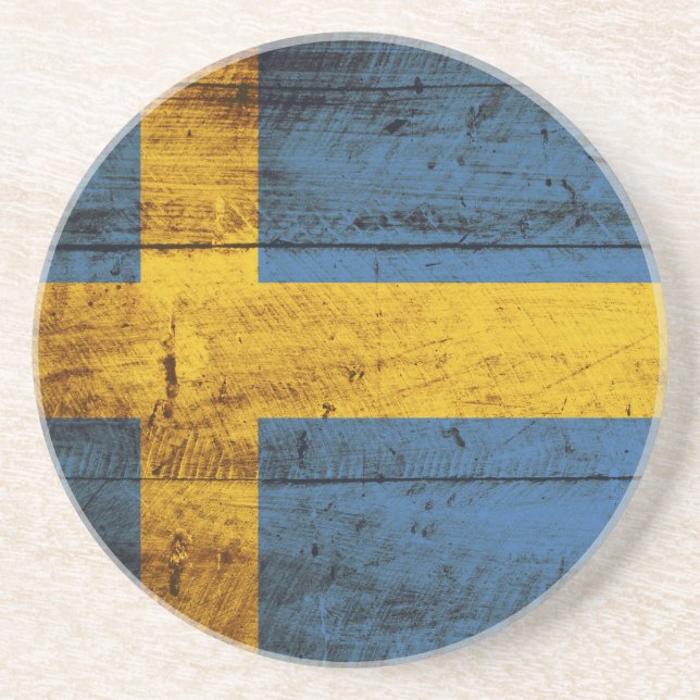 Schweden-Flagge auf altem hölzernem Korn Untersetzer (Vorne)