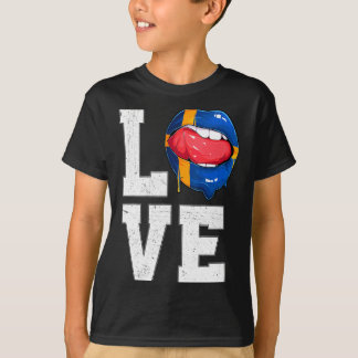 Schweden-Flagge Fußball-Fan Liebe Schwede T-Shirt 