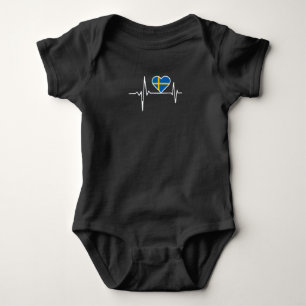 Schweden Flagge Herzschlag Baby Strampler