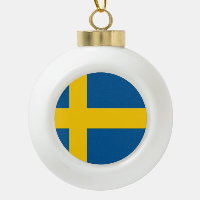 Schweden-Flagge Keramik Kugel-Ornament (Vorderseite)