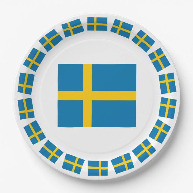 SCHWEDEN-FLAGGE PAPPTELLER (Vorderseite)