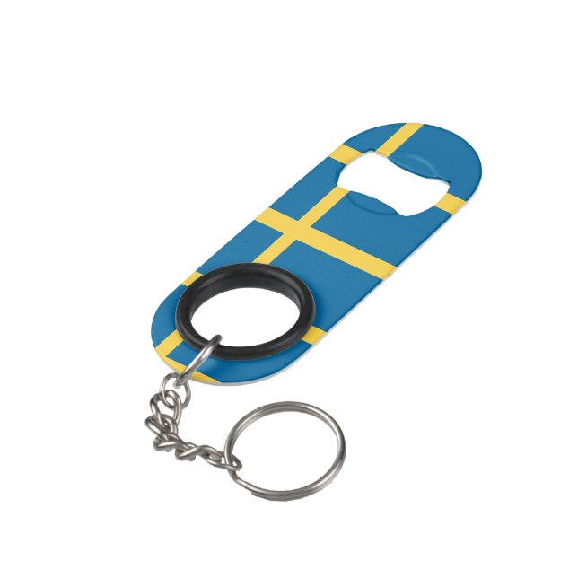 Schweden-Flagge Schlüsselanhänger Flaschenöffner (Rückseite Schrägansicht)