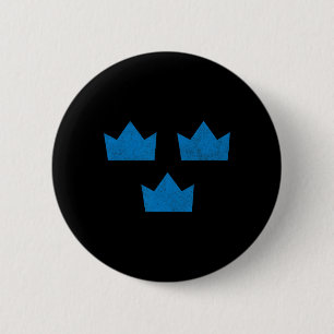 Schweden-Flagge-Shirt Drei Kronen Sverige Schwedis Button