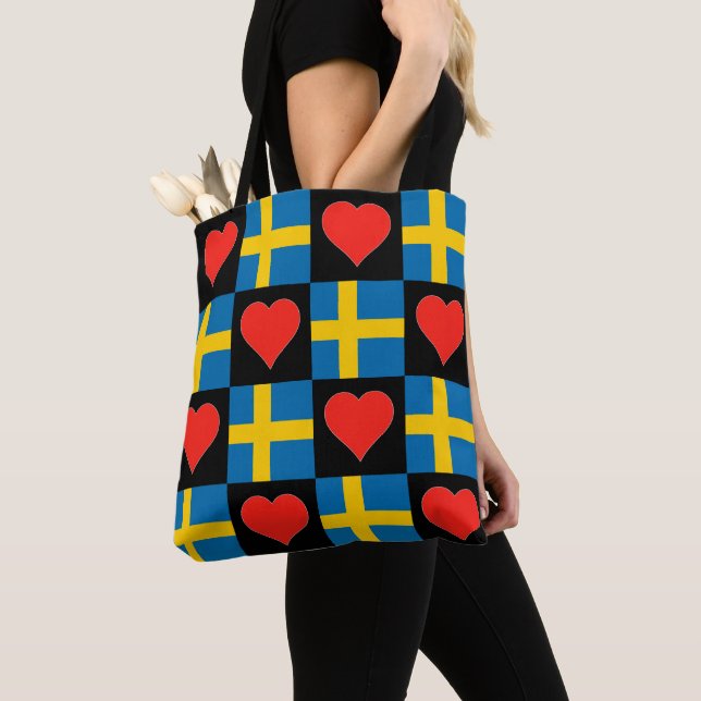 Schweden Flaggen Herz Muster Patriotischer schwedi Tasche (Von Nahem)
