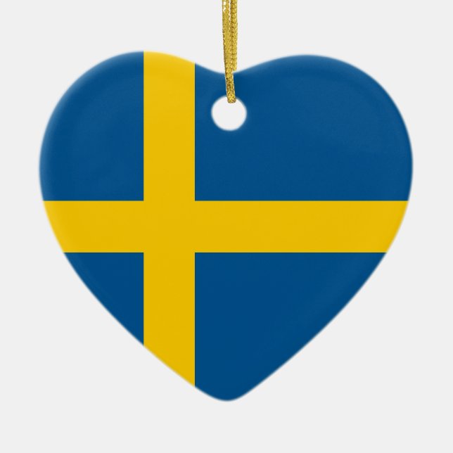 Schweden-Flaggen-Herz-Verzierung Keramik Ornament (Vorne)