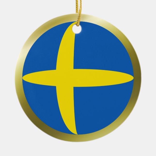Schweden-Flaggen-Verzierung Keramik Ornament (Vorne)