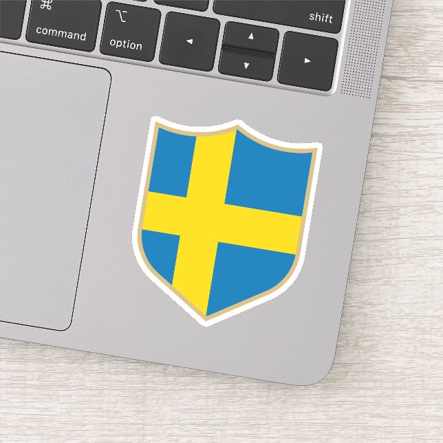 Schweden Flaggenemblem Patriotic Travel Aufkleber (Detail)