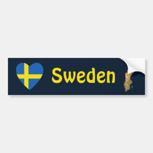 Schweden Flaggenschwerpunkt + Karte Autoaufkleber