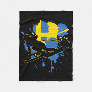 Schweden Flaggenskifahrer - Schwedischer Alpin-Ski Fleecedecke