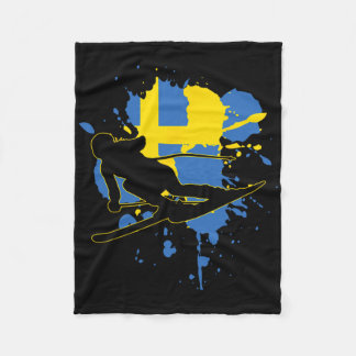 Schweden Flaggenskifahrer - Schwedischer Alpin-Ski Fleecedecke