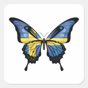 Schweden Frack Butterfly Flag Quadratischer Aufkleber