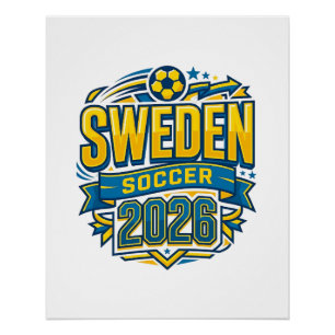 Schweden Fußball 2026 Fußball Fett Land Typografie Poster