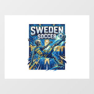 Schweden Fußball Skelett Stürmer Nationen Poster S Fensteraufkleber