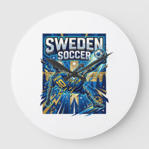 Schweden Fußball Skelett Stürmer Nationen Poster S Große Wanduhr