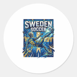 Schweden Fußball Skelett Stürmer Nationen Poster S Runder Aufkleber