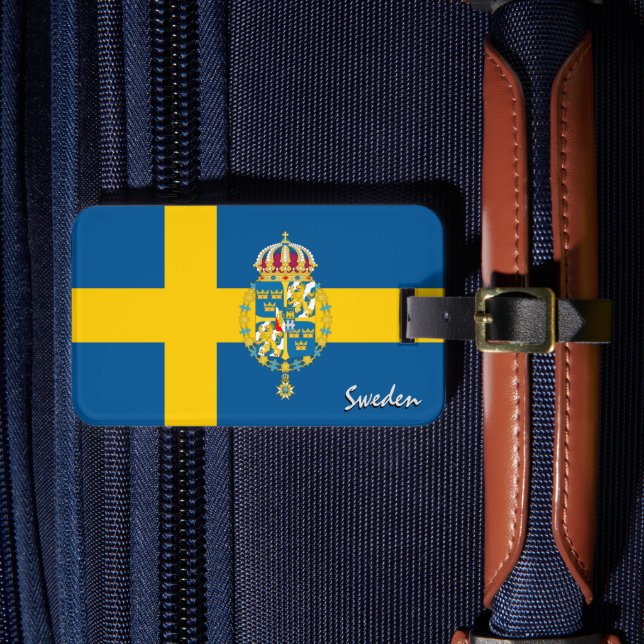 Schweden Gepäckmarken, patriotische schwedische Fl Gepäckanhänger (Vorderseite Insitu 4)